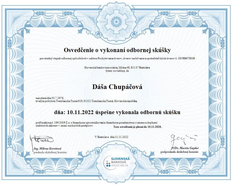 Osvedčenie o odbornej skúške